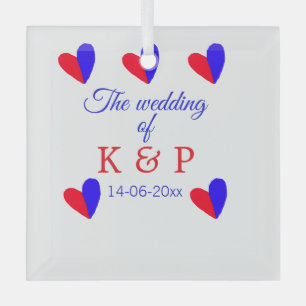 The wedding of add couple name initial letter date glass tree decoration