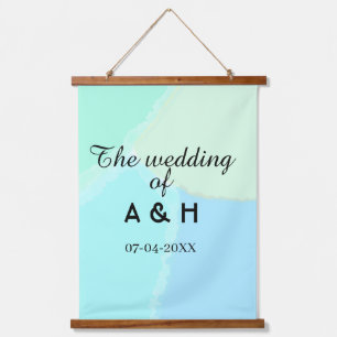 The wedding of add couple name initial letter date hanging tapestry