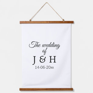 The wedding of add couple name initial letter date hanging tapestry
