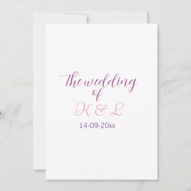The wedding of add couple name initial letter date invitation (Front)