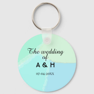 The wedding of add couple name initial letter date key ring