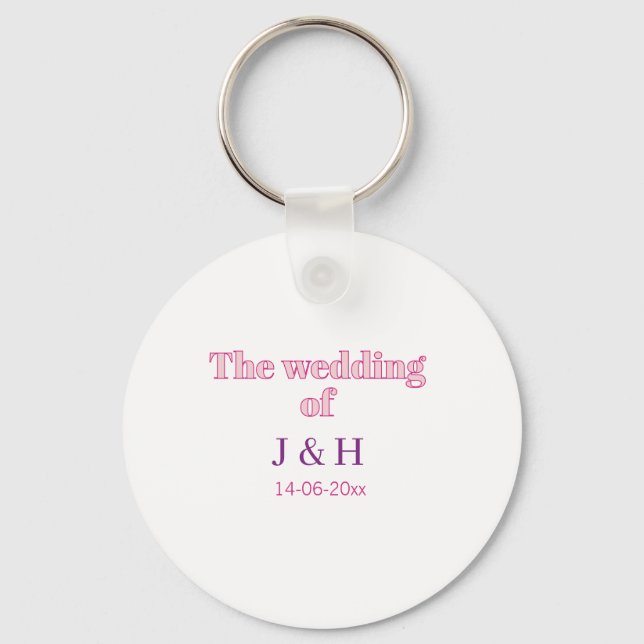 The wedding of add couple name initial letter date key ring (Front)