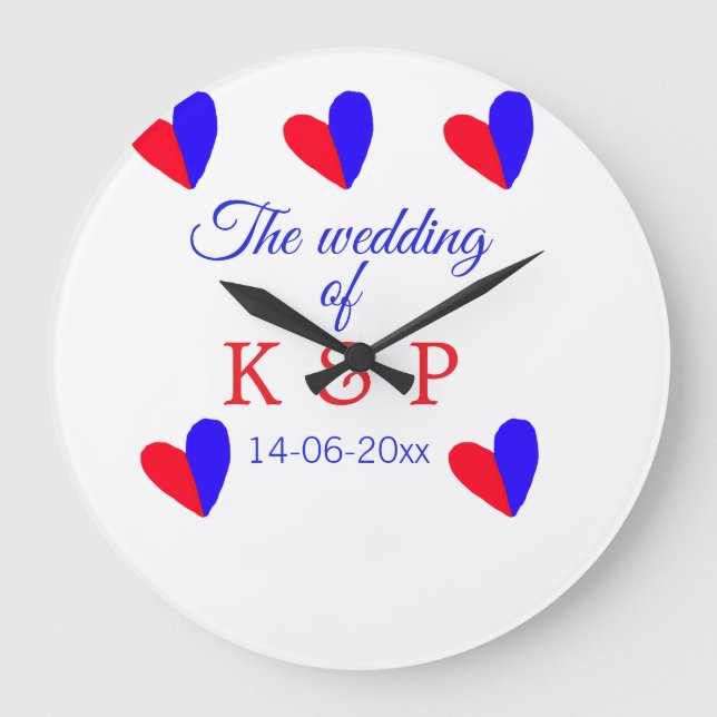 The wedding of add couple name initial letter date large clock (Front)