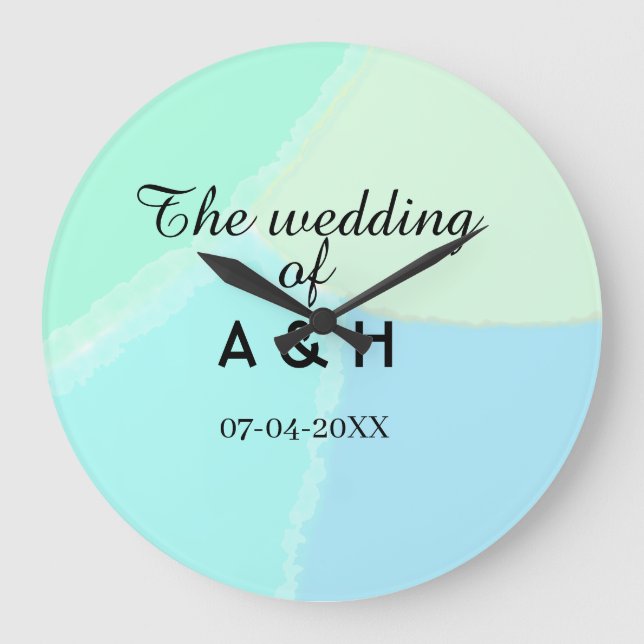 The wedding of add couple name initial letter date large clock (Front)