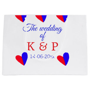 The wedding of add couple name initial letter date large gift bag
