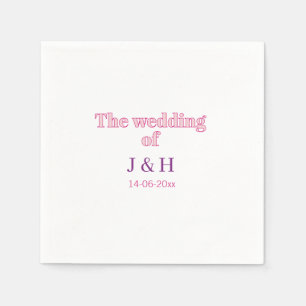 The wedding of add couple name initial letter date napkin
