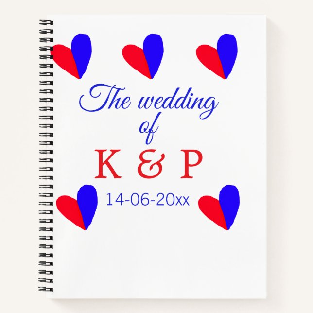The wedding of add couple name initial letter date notebook (Front)