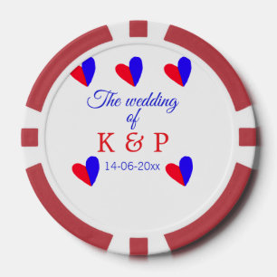 The wedding of add couple name initial letter date poker chips