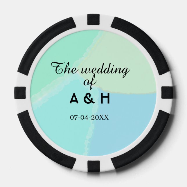 The wedding of add couple name initial letter date poker chips (Front)