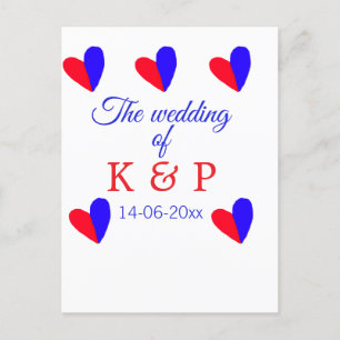 The wedding of add couple name initial letter date postcard
