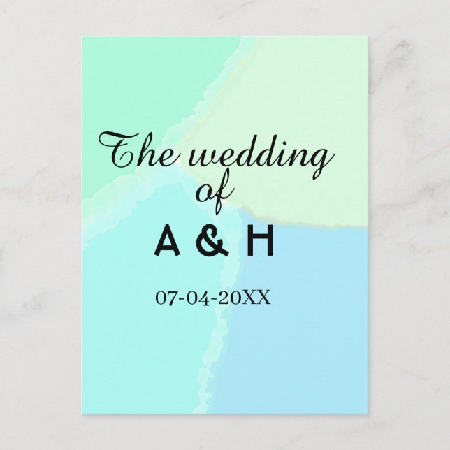 The wedding of add couple name initial letter date postcard (Front)