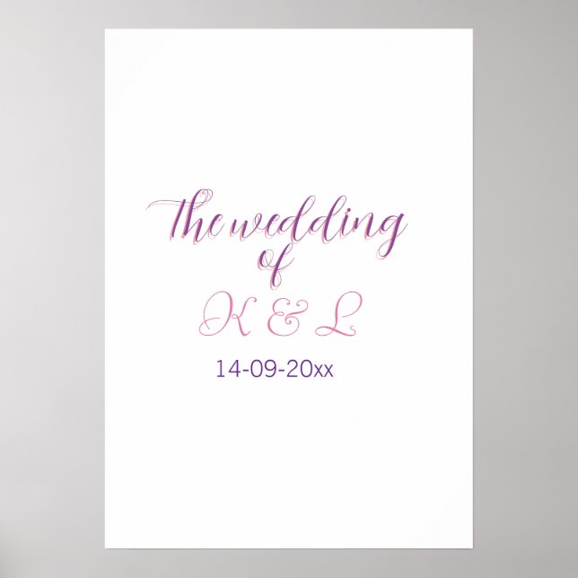 The wedding of add couple name initial letter date poster (Front)