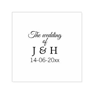 The wedding of add couple name initial letter date self-inking stamp