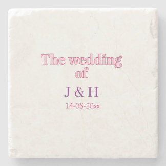 The wedding of add couple name initial letter date stone coaster