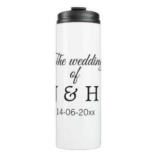 The wedding of add couple name initial letter date thermal tumbler
