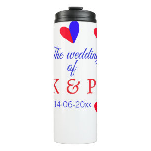 The wedding of add couple name initial letter date thermal tumbler