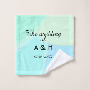The wedding of add couple name initial letter date wash cloth