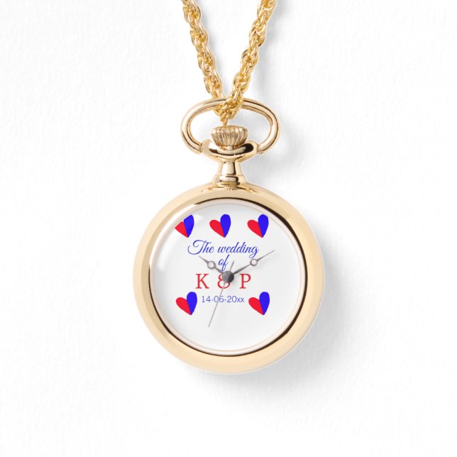 The wedding of add couple name initial letter date watch (Front)