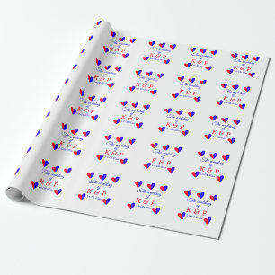 The wedding of add couple name initial letter date wrapping paper