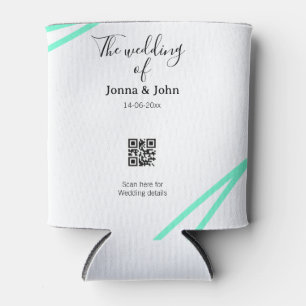 The wedding of add couple name QR code scan detail Can Cooler