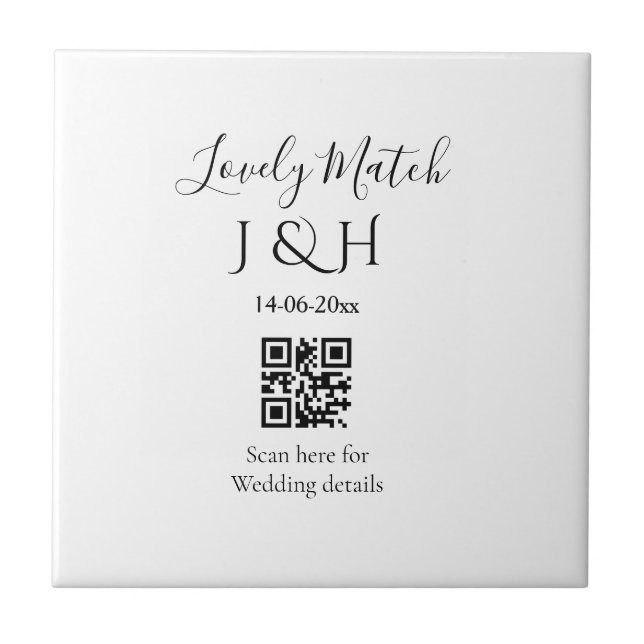 The wedding of add couple name QR code scan detail Ceramic Tile (Front)