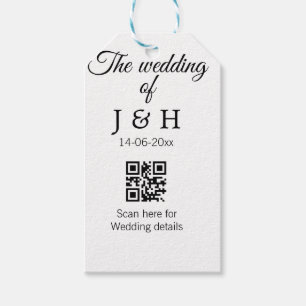 The wedding of add couple name QR code scan detail Gift Tags