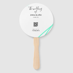 The wedding of add couple name QR code scan detail Hand Fan