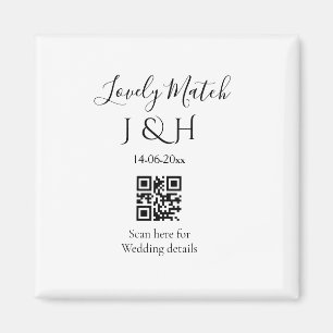 The wedding of add couple name QR code scan detail Magnet