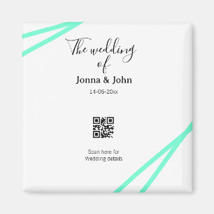 The wedding of add couple name QR code scan detail Magnet