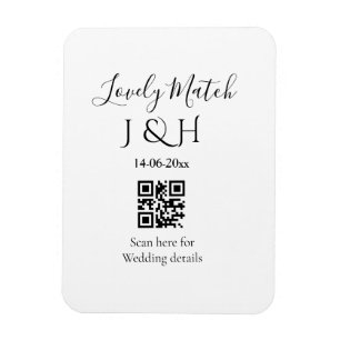 The wedding of add couple name QR code scan detail Magnet