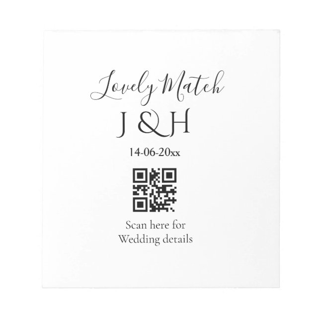 The wedding of add couple name QR code scan detail Notepad (Front)