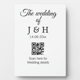 The wedding of add couple name QR code scan detail Plaque