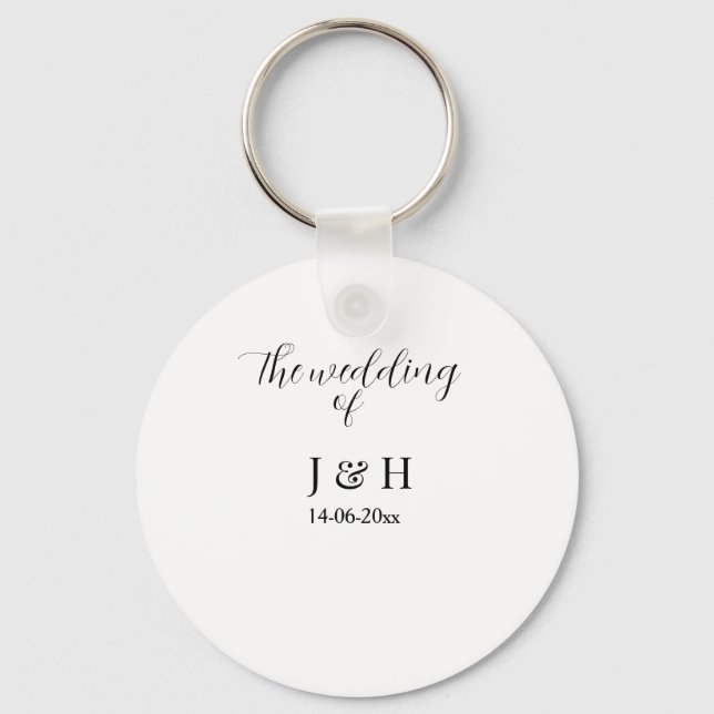 The wedding of add couple name simple minimal date key ring (Front)