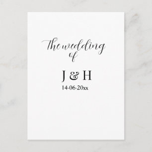 The wedding of add couple name simple minimal date postcard