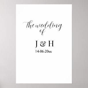 The wedding of add couple name simple minimal date poster