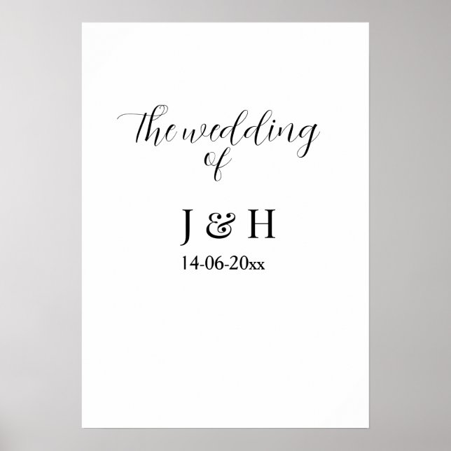 The wedding of add couple name simple minimal date poster (Front)