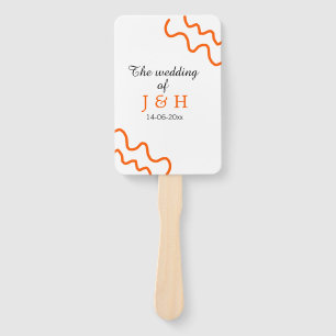 The wedding of add couple name terracotta black hand fan
