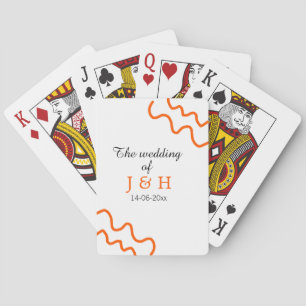 The wedding of add couple name terracotta black playing cards