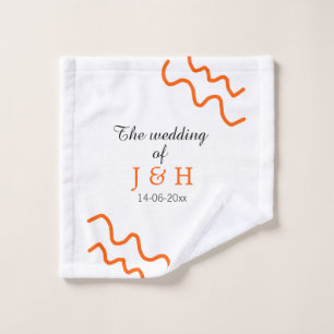 The wedding of add couple name terracotta black wash cloth
