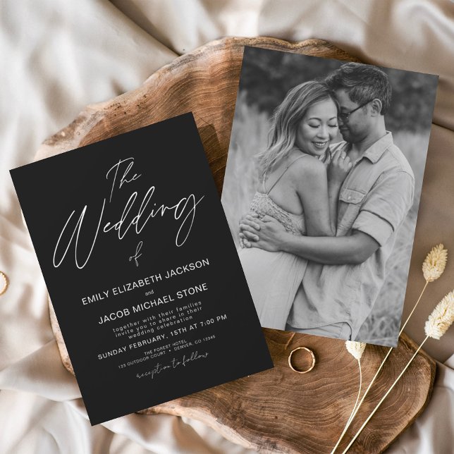 The Wedding of Black White Photo Elegant Invitation (Creator Uploaded)