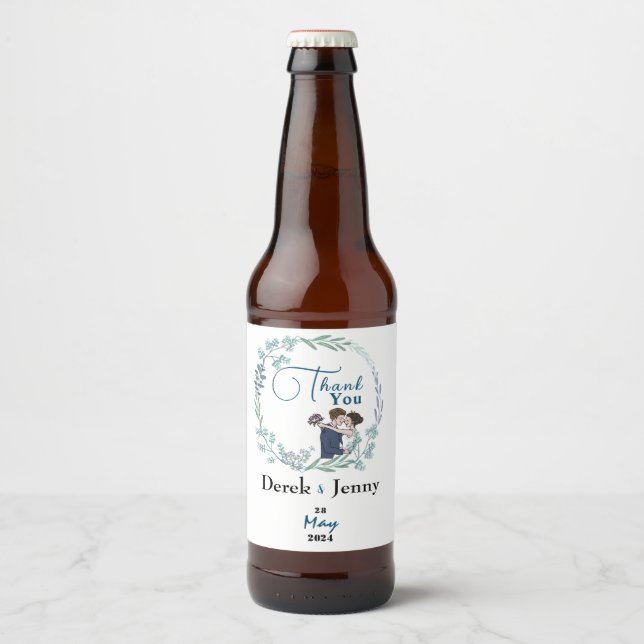 The wedding of blue lovers beer bottle label (Front)