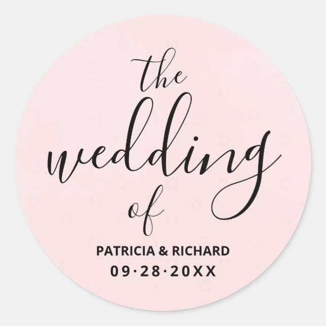 The Wedding Of Blush Pink Wedding Classic Round Sticker (Front)