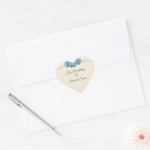 The Wedding Of Elegant Blue Roses  Heart Sticker