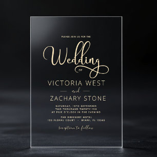 The Wedding of Gold Wedding Script Acrylic Invitations