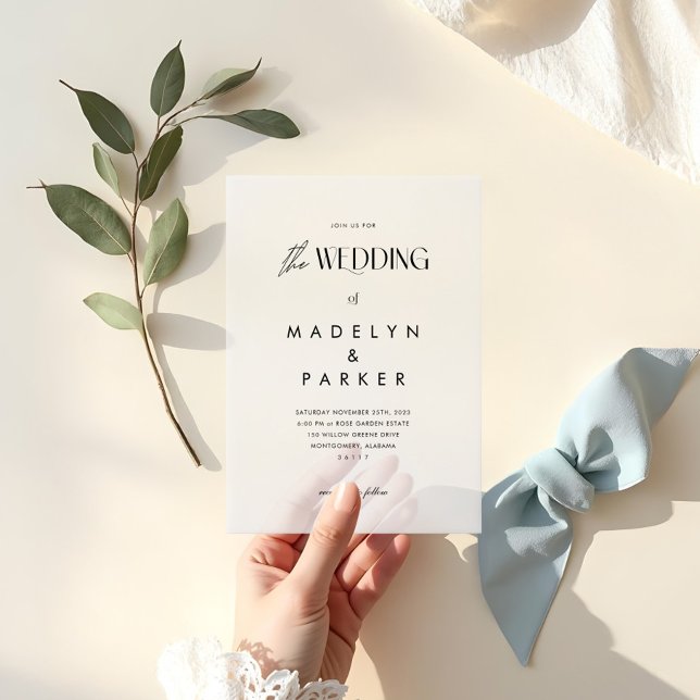The Wedding of Minimal Modern Black Script Wedding Vellum Invitations (The Wedding of Minimal Modern Black Script Wedding Vellum Invitations)