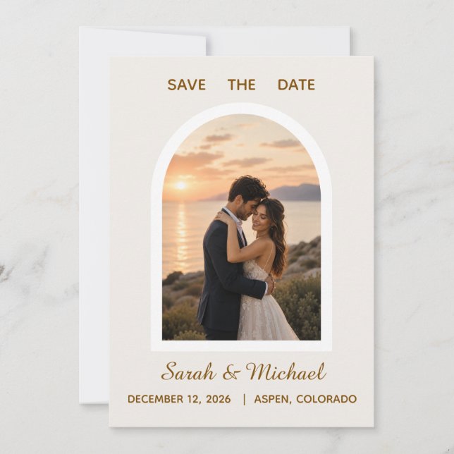 The Wedding of' Modern Arch Photo Save the Date (Front)