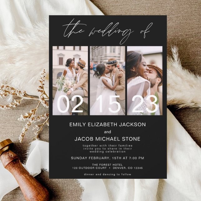 The Wedding of Photo Black White Minimalist Invitation (Creator Uploaded)
