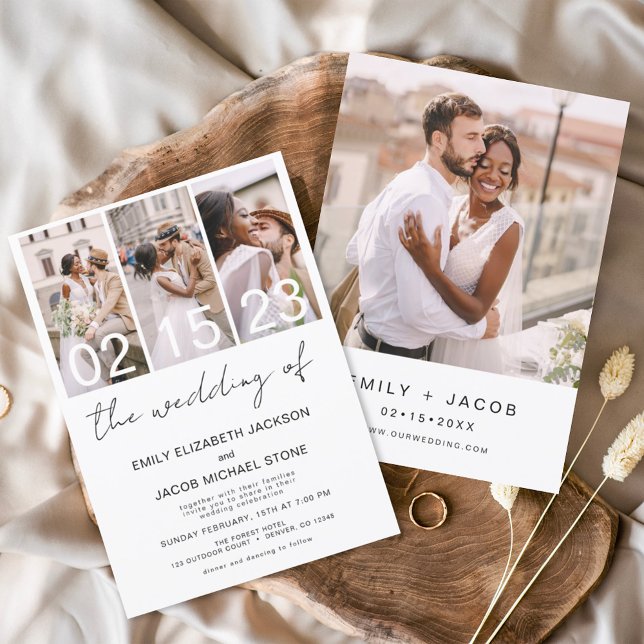 The Wedding of Photo Collage White Wedding Invitation (Creator Uploaded)