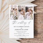 The Wedding of Photo Minimalist White Wedding Invitation<br><div class="desc">The Wedding of Modern Elegant Four (4) Photo Collage and Large Date Minimalist Wedding Invitation. The Wedding Invitation cards contain a modern typography that are elegant,  simple and modern to use after you minimalist simple wedding day celebration.</div>