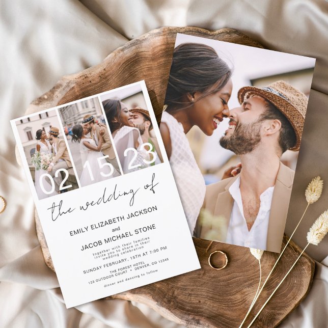 The Wedding of Photo Simple Minimalist White Invitation (Creator Uploaded)